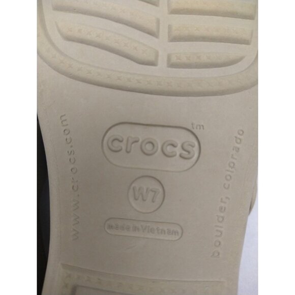 Crocs Sandals Womens 7 Patricia Slip On ZStrap Wedge Slide 10386 Tan Beige - Picture 7 of 8